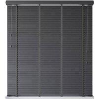 New Edge Blinds Faux Wood Venetian Blind with Tapes (120cm Drop) in Dark Grey | Size: 105 cm width x 160 cm drop