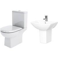 Balterley Destin Square Suite: Toilet with Soft-Close Seat & 500mm Semi Pedestal in White