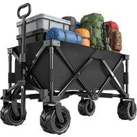 OUTSUNNY Outdoor Cart Folding Cargo Wagon Trailer Beach w/ Handle in Black