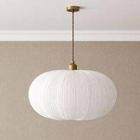 CGC Lighting Palmira White Extra Large Oval Stretch Ruffled Silk Fabric Lampshade