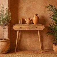 Wyld Haus Florence Oval 2 Drawer Mango Wood Console Table Natural Brown