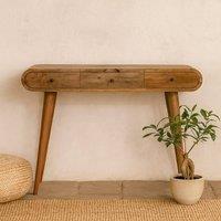 Wyld Haus De Vence Oak Mango Wood Round Dressing Table 3 Drawers in Brown