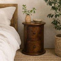 Wyld Haus Olbia Mini Drum Chest 2 Drawer Mango Wood Chestnut in Brown