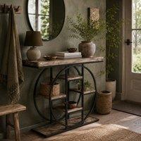 Wyld Haus Reyore Rustic Brown Wood & Black Steel Industrial Console Table