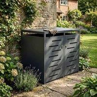 Nicoman Outdoor Garden Bin Storage Metal Bin Storage Shed - Lockable Doors in Dark Grey