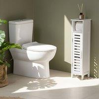 Wyld and Coco Toilet Paper Cabinet White Bamboo W18 x D17 x H72cm
