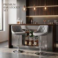 Alivio Set of 2 Modern Chrome Bar Stools, Breakfast Velvet Dining Chairs with Footrest, Bar Counter, Pub, Island, Restaurant, Dining Room Chairs