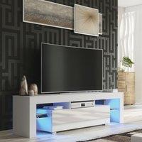 Mex Furniture LTD TV Unit with LED Lighting & Gloss Doors / 160cm in White