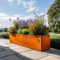 Access Garden Products 150cm Corten Steel Trough Planter with Feet - Pre-Rusted in Terracotta