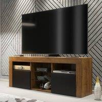 Mex Furniture LTD TV Unit Pulse 145cm - Dark Oak with Black Matt Doors in Brown
