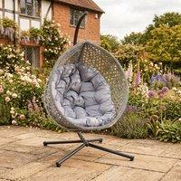 Rosewood & Stone Home Lanhydrock - Single Egg Chair in Light Grey on Grey | Size: 1 Seater
