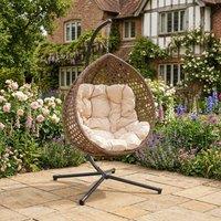 Rosewood & Stone Home Lanhydrock - Single Egg Chair in Cream on Brown | Size: 1 Seater