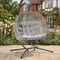 Rosewood & Stone Home Knole - Double Egg Chair in Light Grey on Grey | Size: 2 Seater