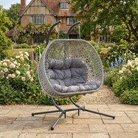 Rosewood & Stone Home Knole - Double Egg Chair in Dark Grey on Grey | Size: 2 Seater