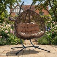 Rosewood & Stone Home Petworth - Double Egg Chair in Brown on Brown | Size: 2 Seater