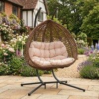Rosewood & Stone Home Petworth - Double Egg Chair in Cream on Brown | Size: 2 Seater
