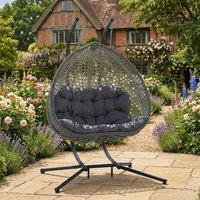 Rosewood & Stone Home Petworth - Double Egg Chair in Dark Grey on Grey | Size: 2 Seater