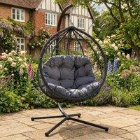 Rosewood & Stone Home Dunham - Single Egg Chair in Dark Grey on Grey | Size: 1 Seater