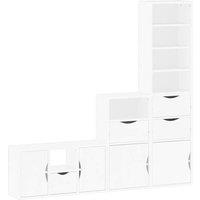 Berkfield Home 4 Piece TV Units with Storage ODDA White Solid Wood Pine
