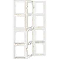 Berkfield Home Room Divider 3 Panels White Solid Wood Paulownia