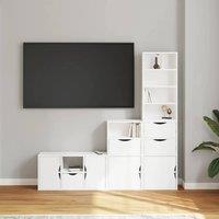 Berkfield Home Decorative 4 Piece TV Units with Storage ODDA White Solid Wood Pine