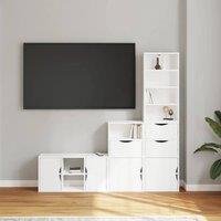 Berkfield Home Decorative 4 Piece TV Units with Storage ODDA White Solid Wood Pine