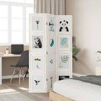 Berkfield Home Room Divider 3 Panels White Solid Wood Paulownia