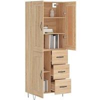 Berkfield Home Highboard Sonoma Oak 69.5x34x180 cm Engineered Wood in Light Brown