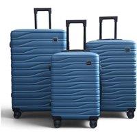 Infinity Leather Hardshell 8 Wheel Luggage Case Bag Suitcase Set - Voyage in Blue