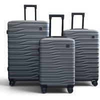 Infinity Leather Hardshell 8 Wheel Luggage Case Bag Suitcase Set - Voyage in Dark Grey