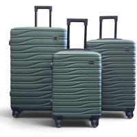 Infinity Leather Hardshell 8 Wheel Luggage Case Bag Suitcase - Voyage in Green | Size: Medium