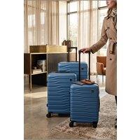 Infinity Leather Hardshell 8 Wheel Luggage Case Bag Suitcase - Vespera in Blue | Size: Medium
