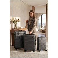 Infinity Leather Hardshell 8 Wheel Luggage Case Bag Suitcase - Vespera in Dark Grey | Size: Large