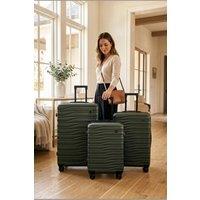 Infinity Leather Hardshell 8 Wheel Luggage Case Bag Suitcase - Vespera in Green | Size: Medium