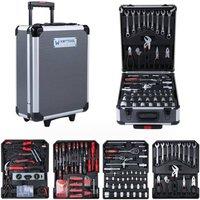 London Boutique 800PCS Tool Set Case w/Wheels Mechanics Tool Kit Trolley Hand Tool Box in Grey