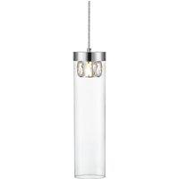 Netlighting Gem Crystal Slim Pendant Ceiling Light Chrome 1x G9 in Silver