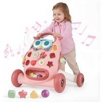 Gymax Baby Walker Educational Push Toy Interactive Learning to Walk Toy in Pink