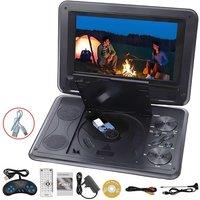 EONLION DVD Player Rechargeable HD 16:9 LCD Swivel Screen AV 3D Game Function in Black