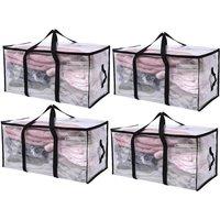 Nordara 4Pcs Clear Extra Large Storage Moving Bags 68x38x34cm in White | Size: 68 x 38 x 34 cm