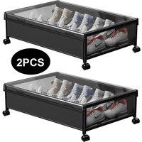 Nordara 2PCS Large Underbed Boxes Wheels Dustproof in Black