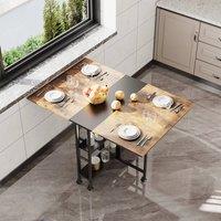EONLION Industrial Drop Leaf Dining Table Kitchen Rustic Folding Desk in Brown | Size: 100 cm