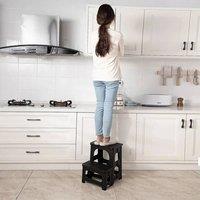 EONLION Folding Double Step Stool Heavy Duty Non-Slips in Black