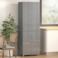 EONLION Kitchen Cupboard Storage Cabinet Push Open Doors & Drawers in Grey