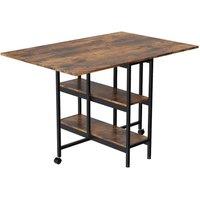KORVIXA Retro-Brown Foldable Drop-Leaf Dining Table w/ Shelf 12080cm in Brown | Size: 100 cm x 100 cm