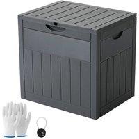 Kelvenix 126L-Grey-Wood Grain Large Outdoor Storage Box Garden Patio Plastic in Grey | Size: 0.6m2