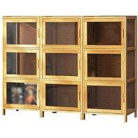 KORVIXA 3-Tier Bamboo Display Cabinet Toy Figure Model Storage in Brown | Size: 100 cm x 100 cm