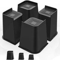 KORVIXA 4 Pcs 8 Inch ALL IN ONE Bed Risers Support Bed in Black | Size: 10000mm x 520mm