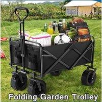 NESTLUNE Large Garden Trolley Heavy Duty Folding Festival Wagon in Black | Size: 1.25kg