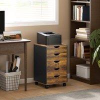 EONLION Filing Cabinet with 5 Drawers, Under Desk Drawer in Brown | Size: 100 cm