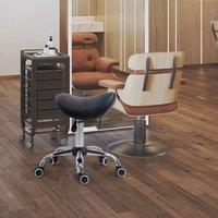 EONLION PU Leather Saddle Stool Moulded Padded Seat Adjustable Height in Black